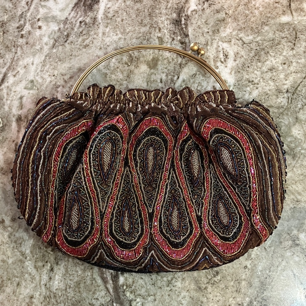 Elegant Beaded Clutch/Crossbody Multicolored